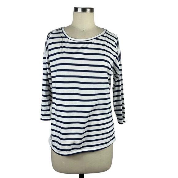 Patagonia Tops - PATAGONIA Blue White Striped Pullover Top Women's Size Medium Organic Cotton